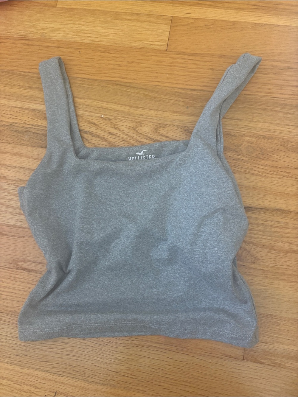 Hollister Heather Gray Square Neck Crop Tank